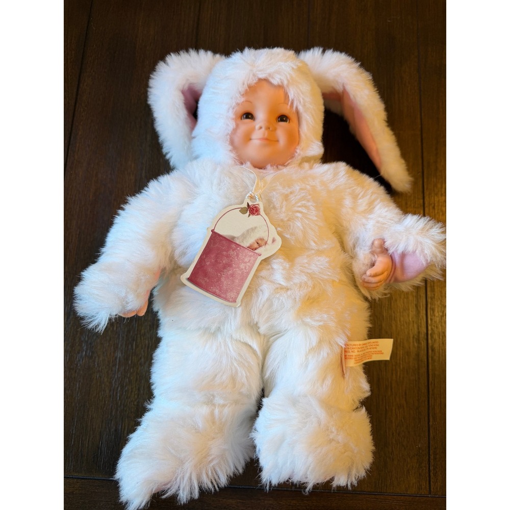 Anne Geddes White Bunny Rabbit Baby Doll Plush 15 Inch Collectible Unimax